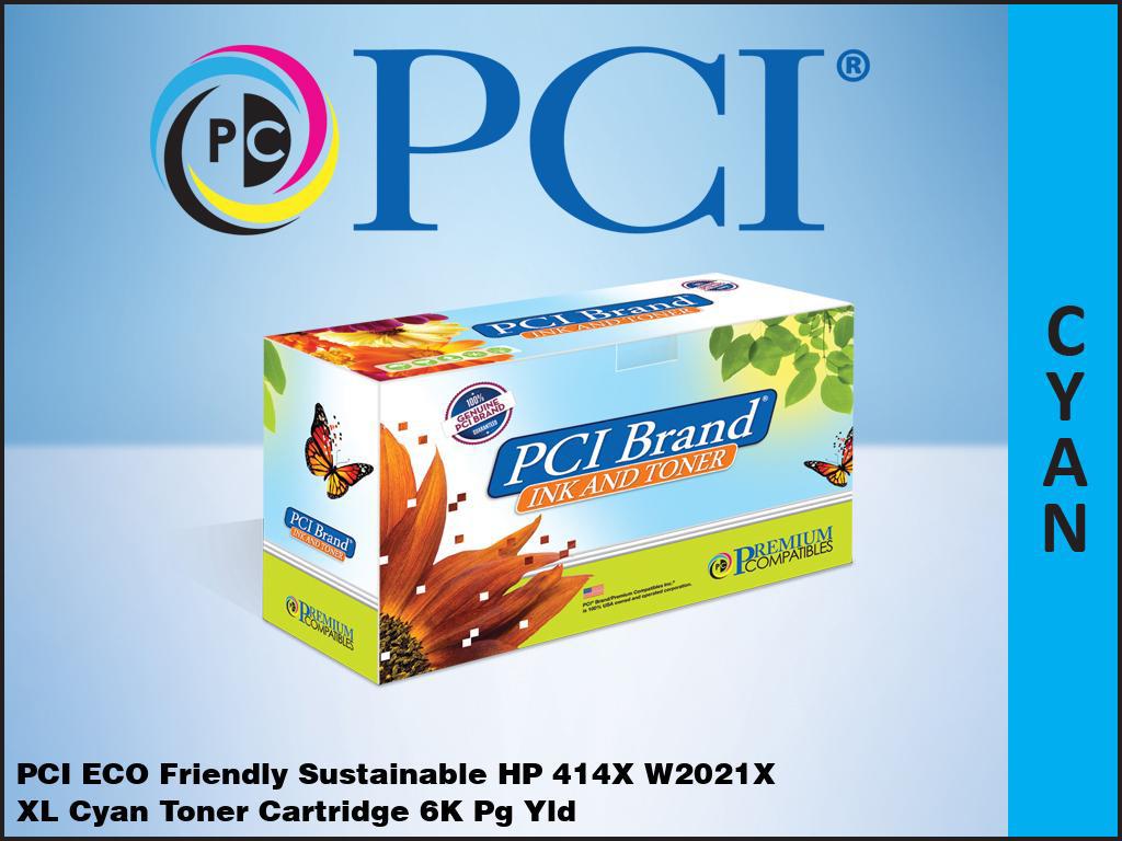 PCI Brand Reman HP 414X W2021X Cyan Toner 6K Yld Without Toner Level Indicator for HP M480, M455, M479, M454