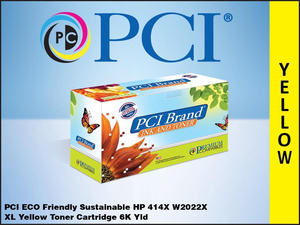 PCI Brand Reman HP 414X W2022X Yellow Toner Without Toner Level Indicator for HP M480, M455, M479, M454